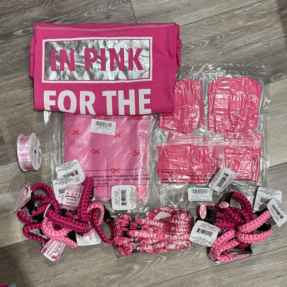 Pink Breast Cancer Awareness Pink Ribbon  Set